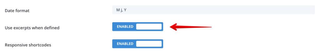 Divi "Use excerpts" setting