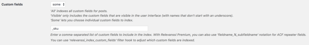 Indexing some custom fields