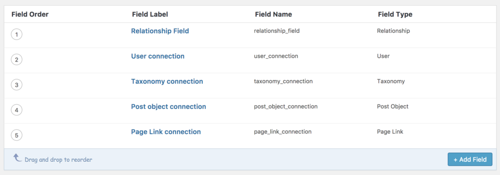 Relationship fields