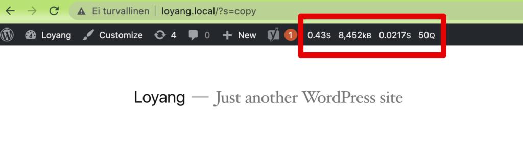 Query Monitor appearance in the admin bar
